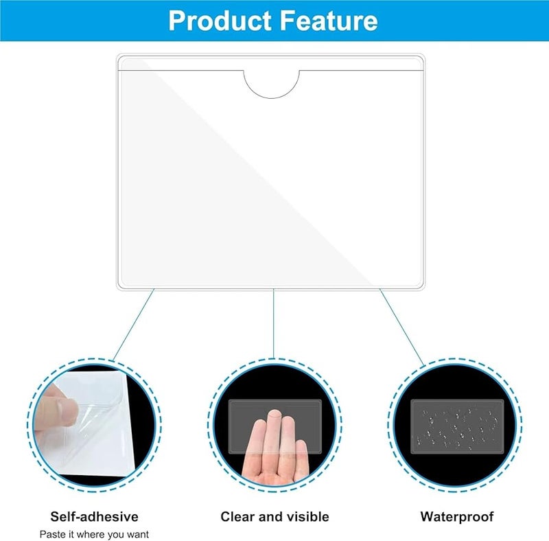 Self Adhesive Label Holder Card Pockets 20pcs Clear Top Open Sleeves 60x80mm - Image 5
